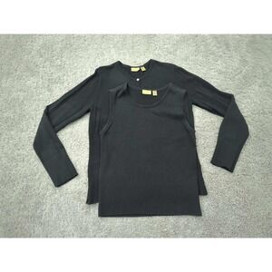 Lot of 2 Caslon Sweater Womens M Black Cardigan Sleeveless Set Made in Hong Kong